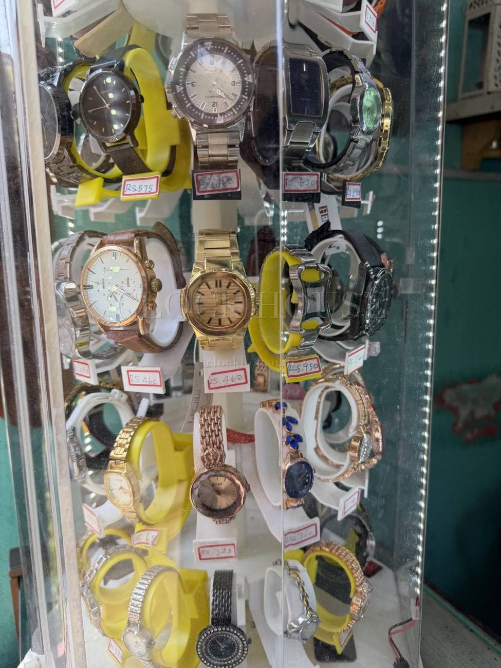 Rack of pre-owned watches at Clock House