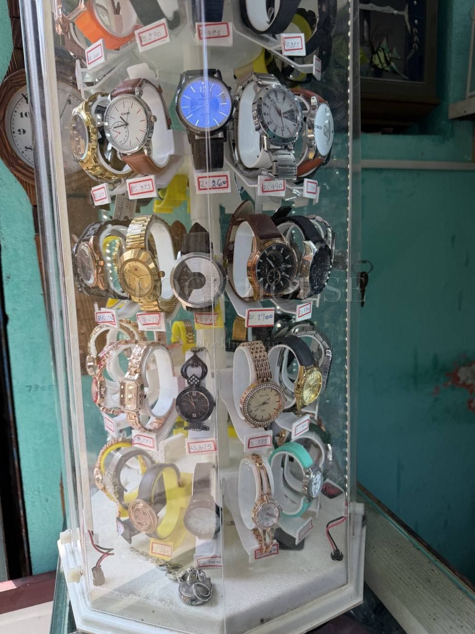 Rotating stand of watches for sale at Clock House