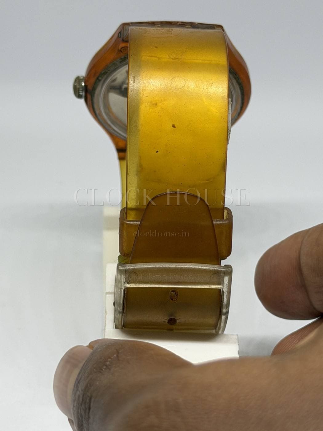 Swatch clear-case Swiss watch, view 3